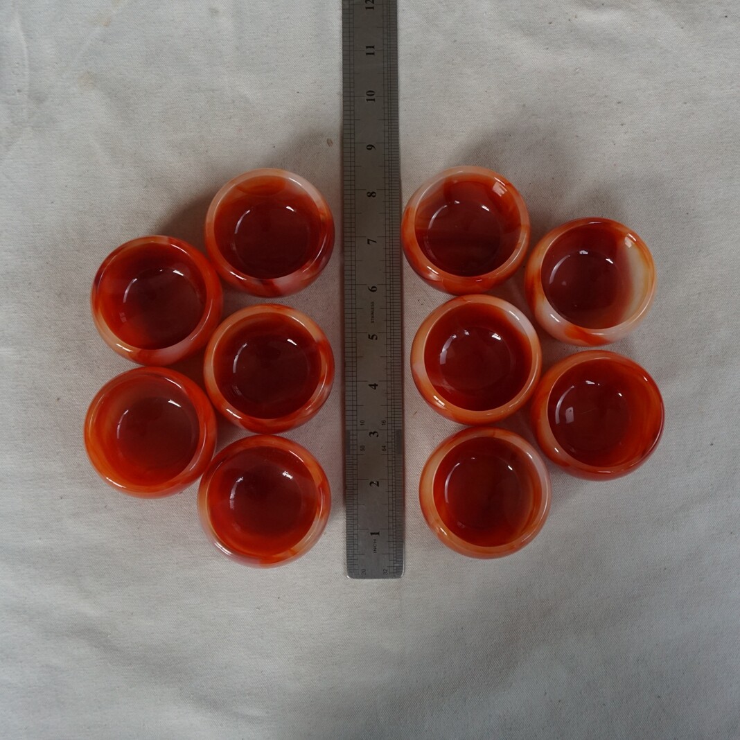 5 Pieces Manmade Art Agate Carnelian Quartz Crystal Bowl Cup Carving Healing