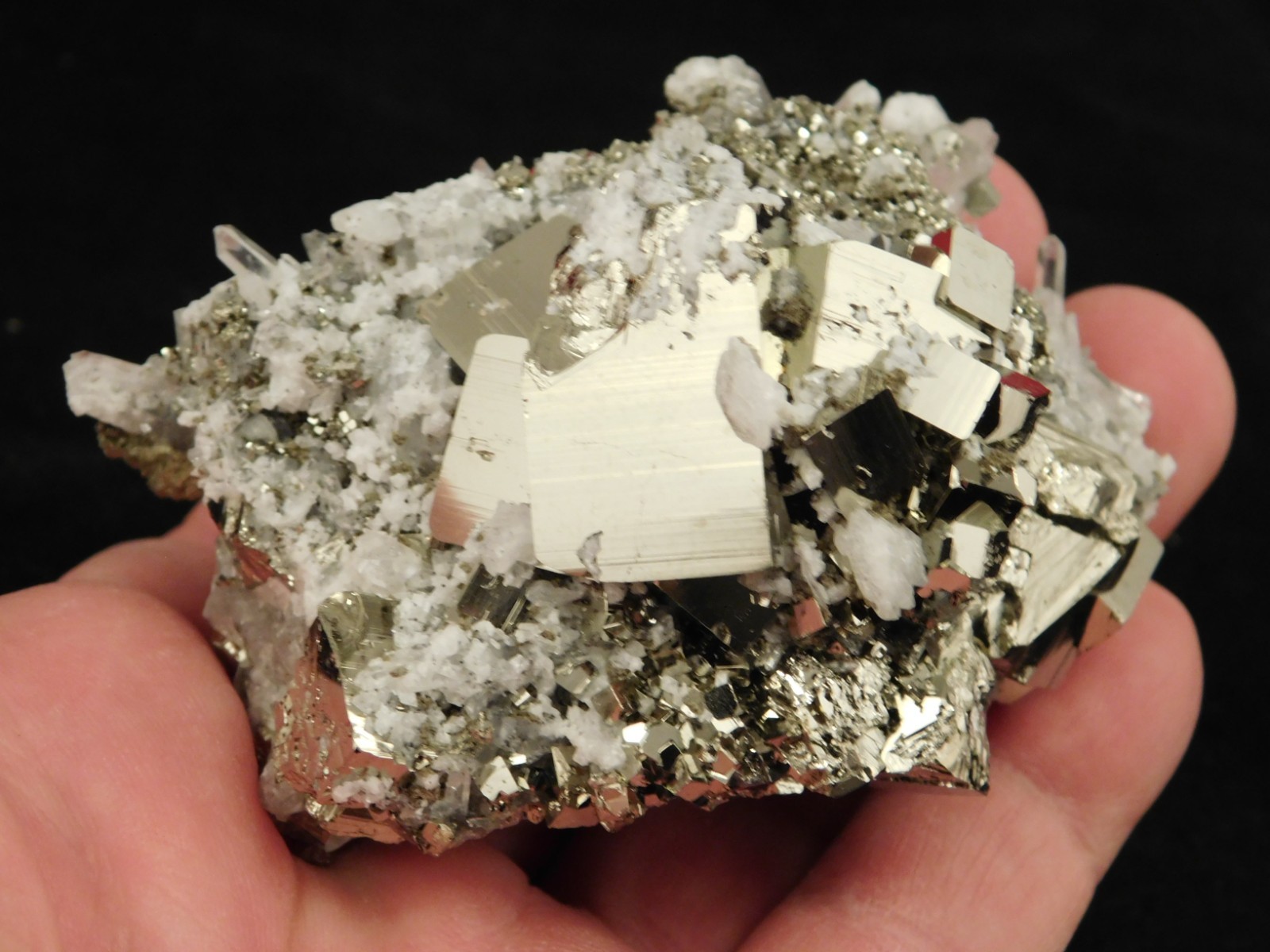 Larger! SUPER Nice PYRITE Crystal CUBE Cluster with Quartz Peru 297gr