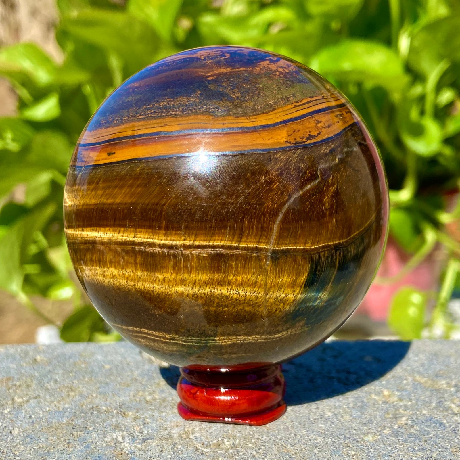 1.2LB Large Natural Tiger Eye Stone Crystal Ball Quartz Healing Sphere Décor