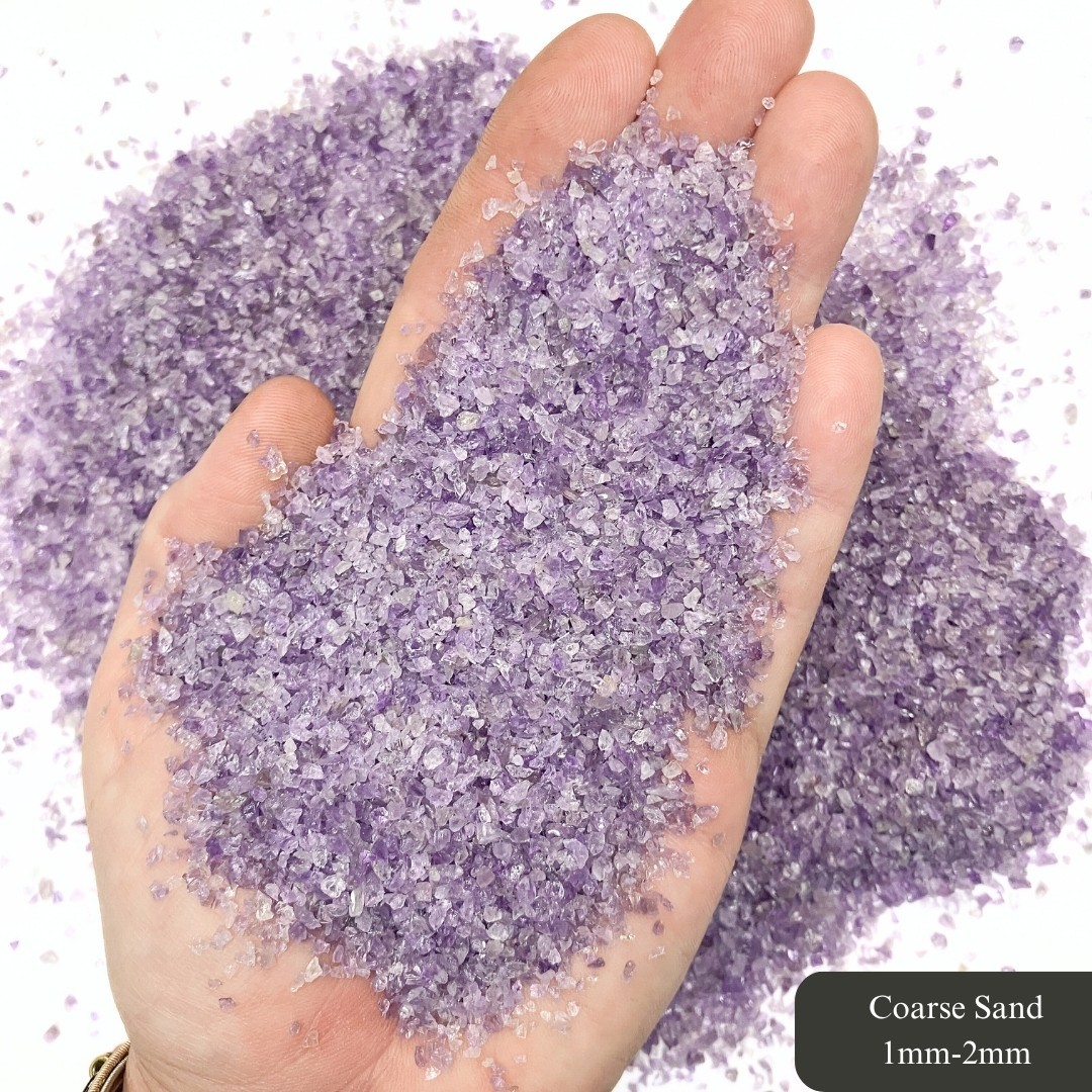 Crushed Amethyst (Grade A) Sand, 3 Sand Sizes for Inlay, Memorial Jewelry, Resin