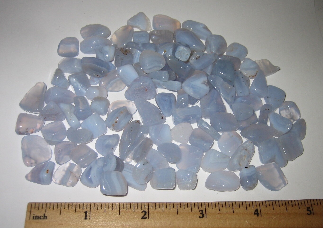 100+ TUMBLED POLISHED 0.2″- 0.7″ BLUE LACE AGATE CRYSTAL STONES ~ 134.8grams *1