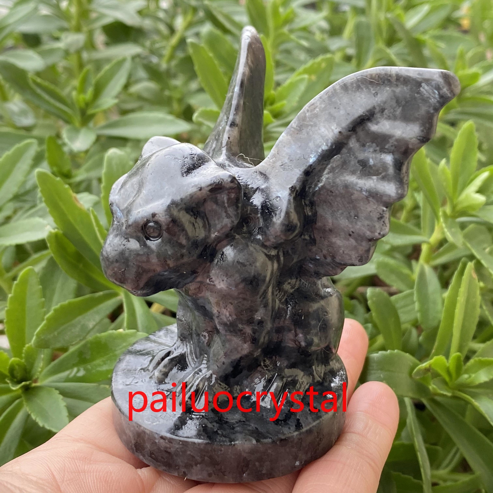 200g+ 1pc Natural Specctrolite Gargoyle Quartz Crystal Skull Carved Figurines 3″
