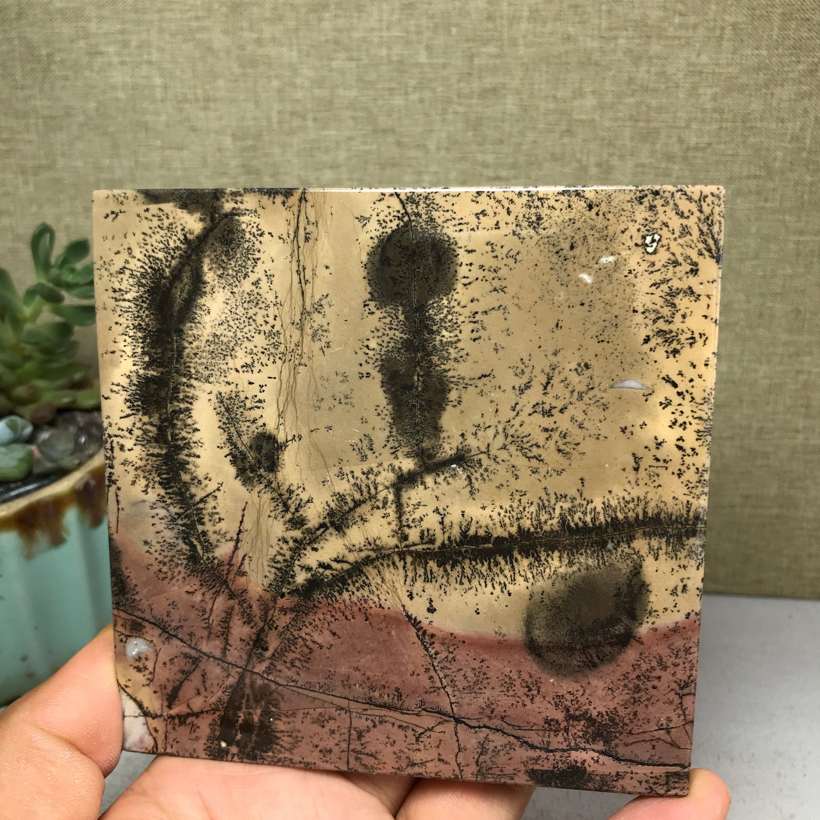 Natural Chinese painting stone crystal ornaments for home decoration 259g A5362