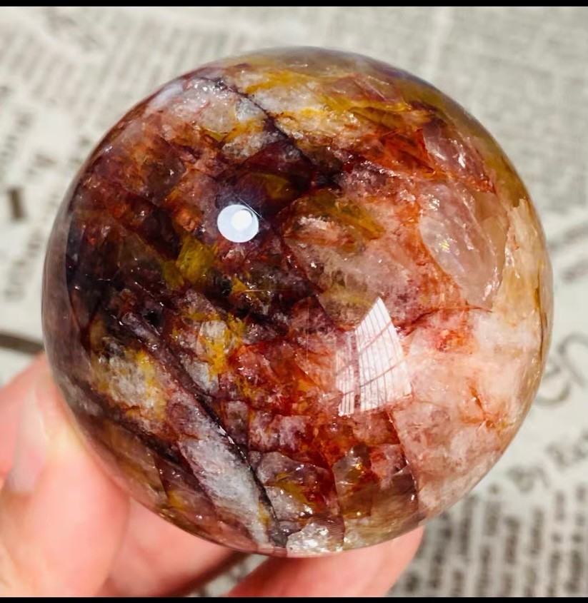 356g Natural Red Gum Flower Ball Crystal Sphere Specimen Energy Healing Reiki