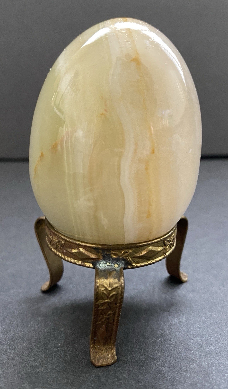 Natural Onyx Stone Egg With Stand Hand Polished Banded Agate Calcite Crystal