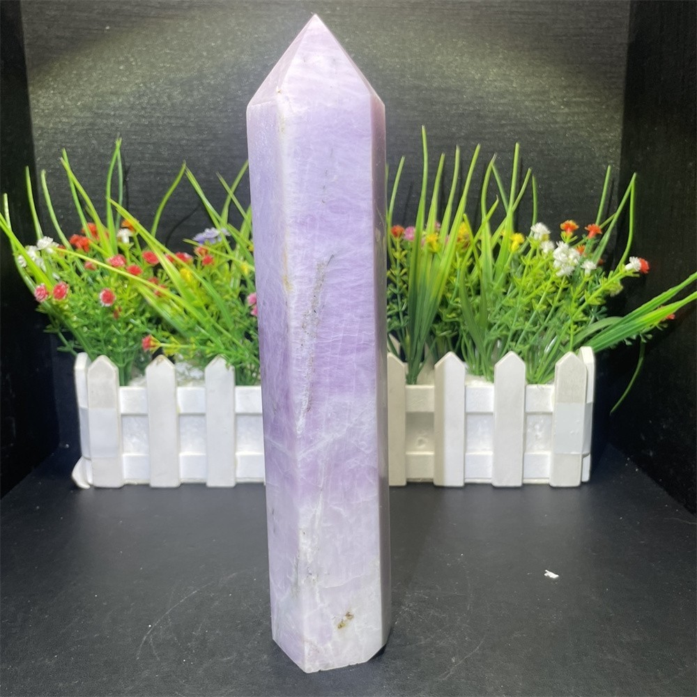 2.2LB9 ” Natural Kunzite Obelisk Tower Crystal Quartz Healing Energy Reiki