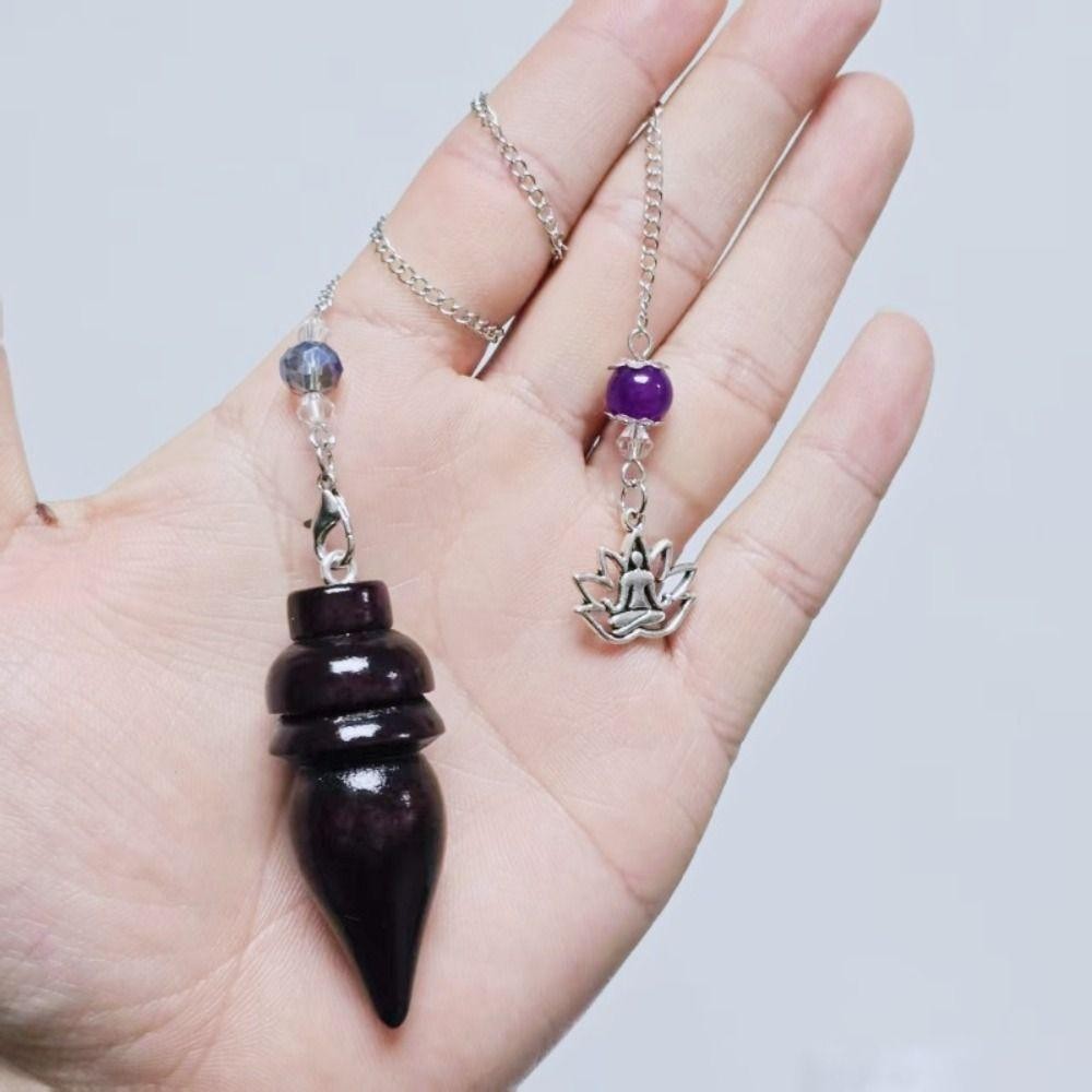 Wooden Pendulum Dowsing Chain Round Cone Amulet Reiki Spiritual Pendula Wicca