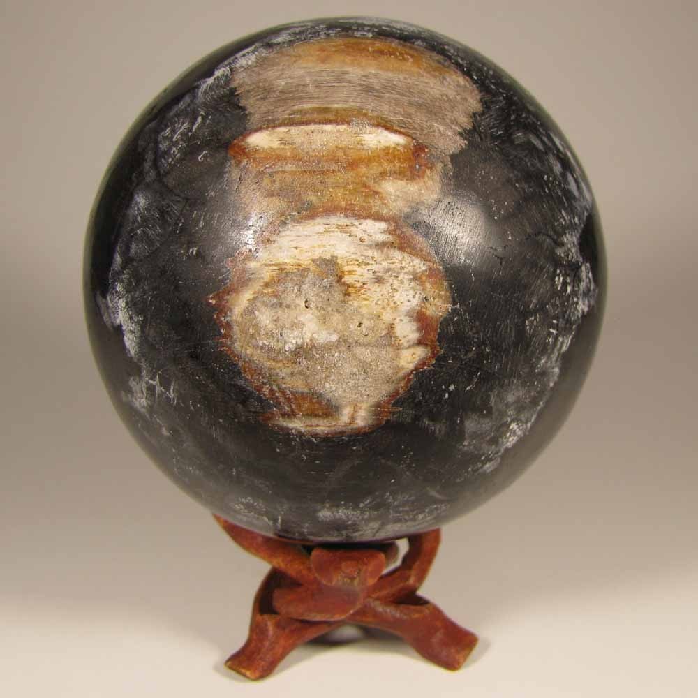 3.4″ PETRIFIED WOOD Sphere Ball w/ Stand – Indonesia – 87mm – 1.9 lbs.