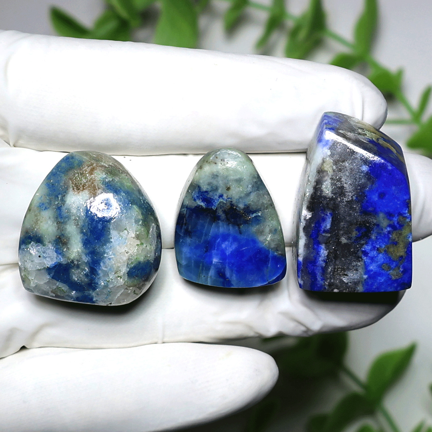 Natural Afghanite 3 Piece Set • Polished Freeform Collectors Crystal Palm Stones