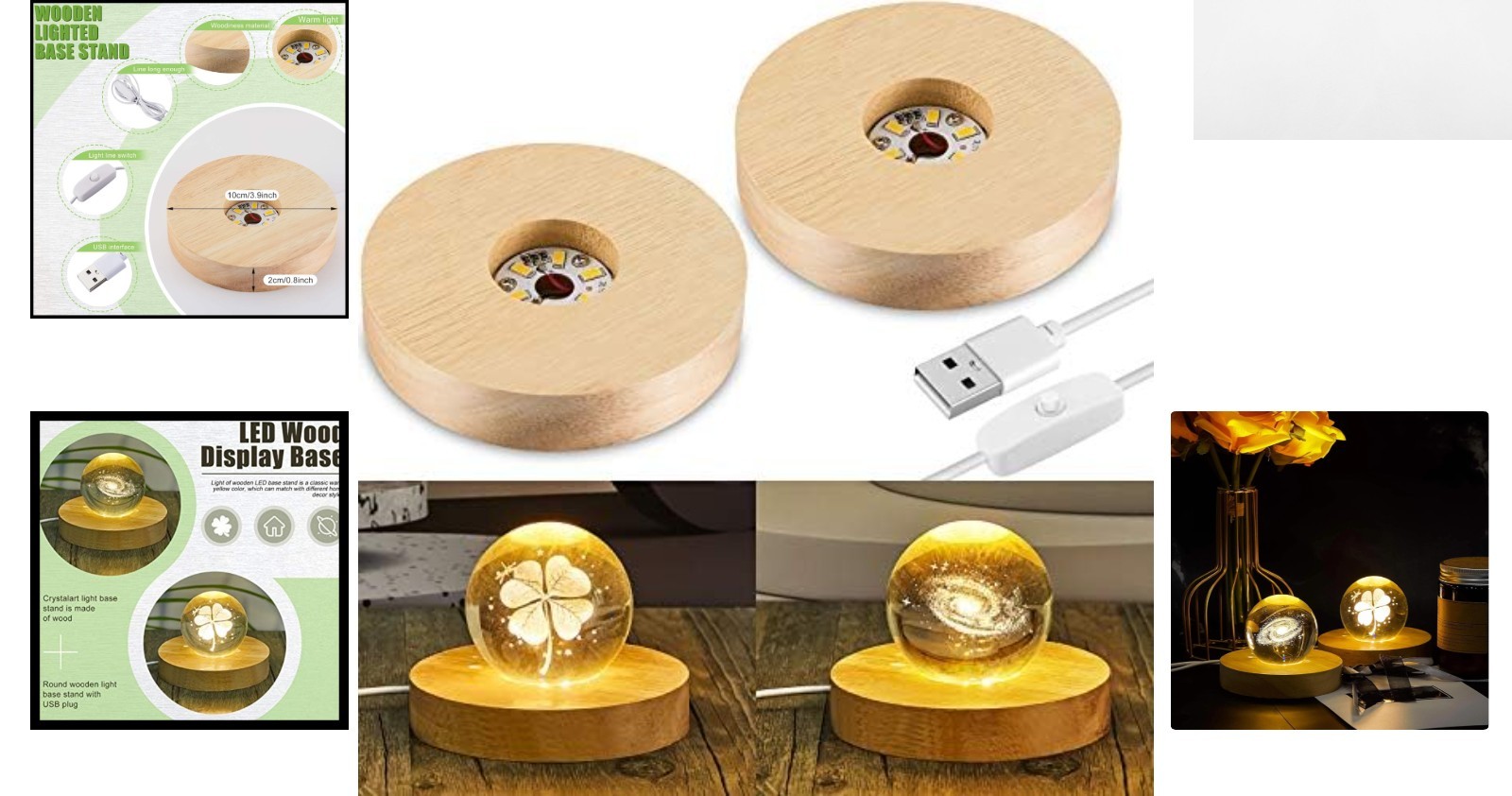 Elegant Wooden LED Display Stands with 6 Lights – Art Showpieces Shine Bright