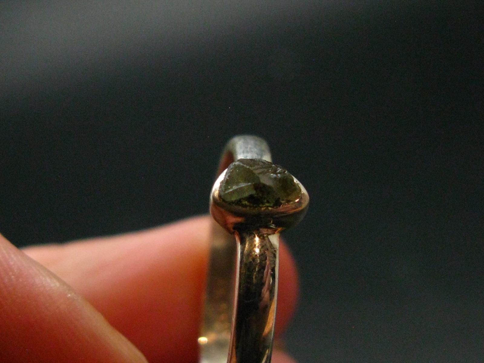 Moldavite Sterling Silver Ring From Czech Republic – Size 10.5 – 2.34 Grams