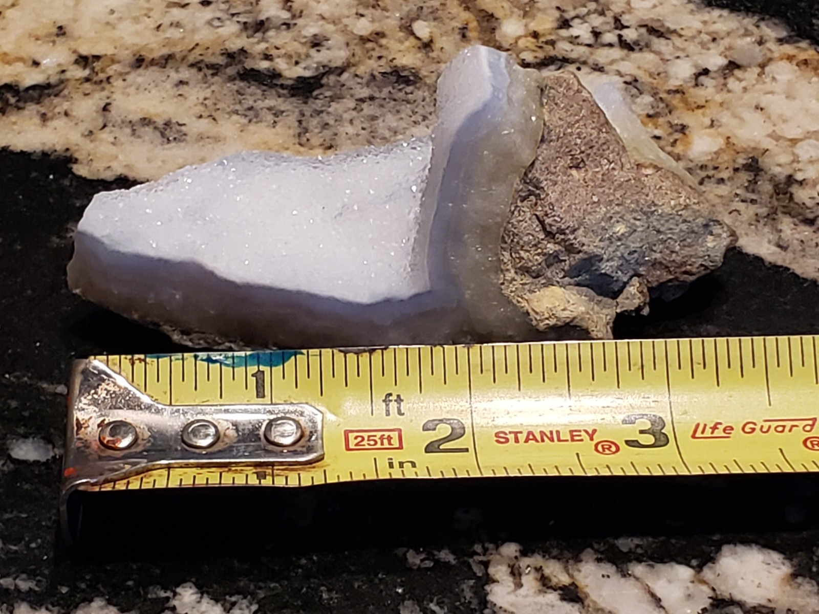 3.75″ Natural Blue Lace Agate with Banding Open Druzy Specimen, 93g or 3.3 oz