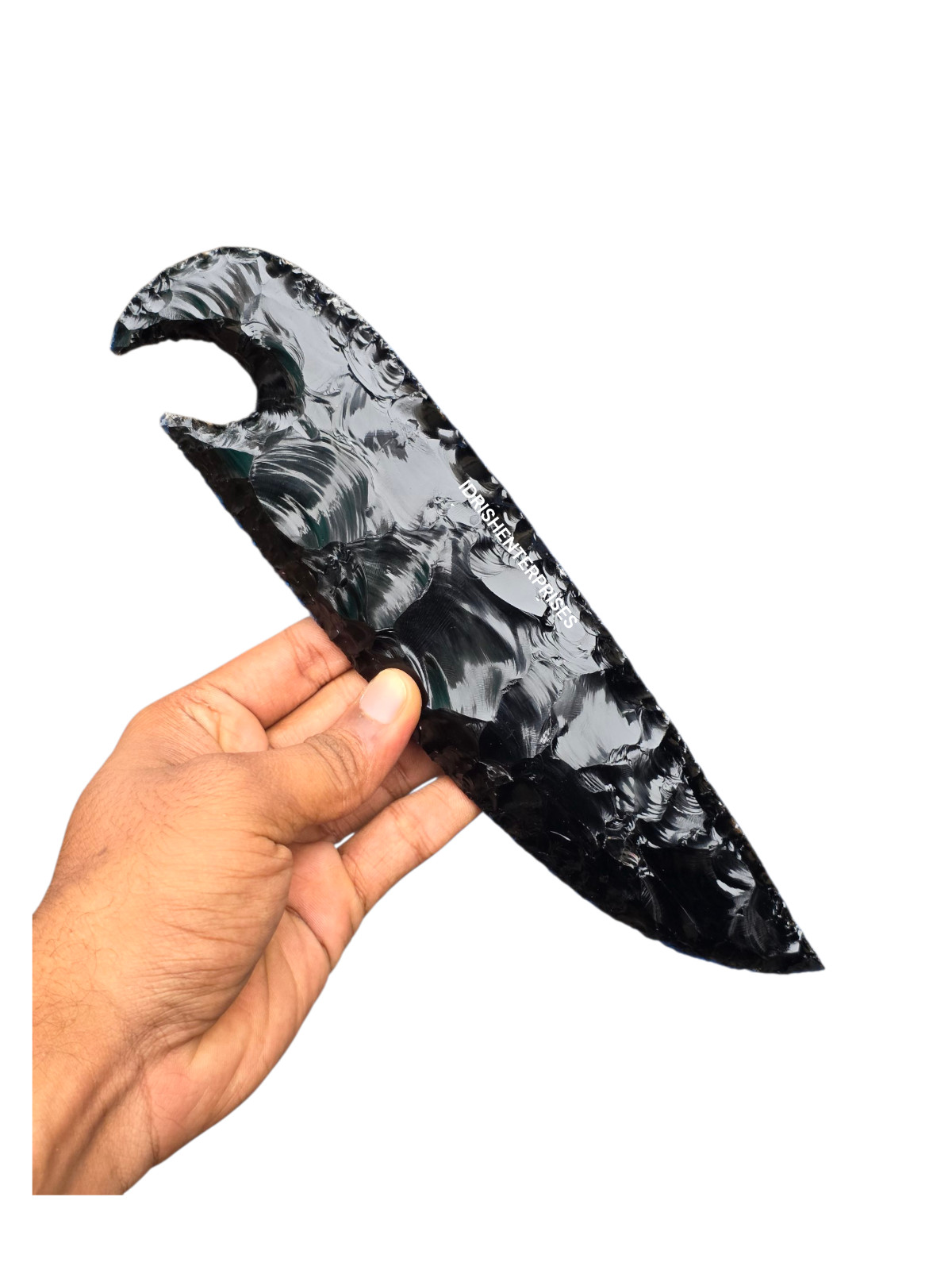 Artisan Crafted 8″ Obsidian Knife | Handmade Flint Knapped Stone Blade.