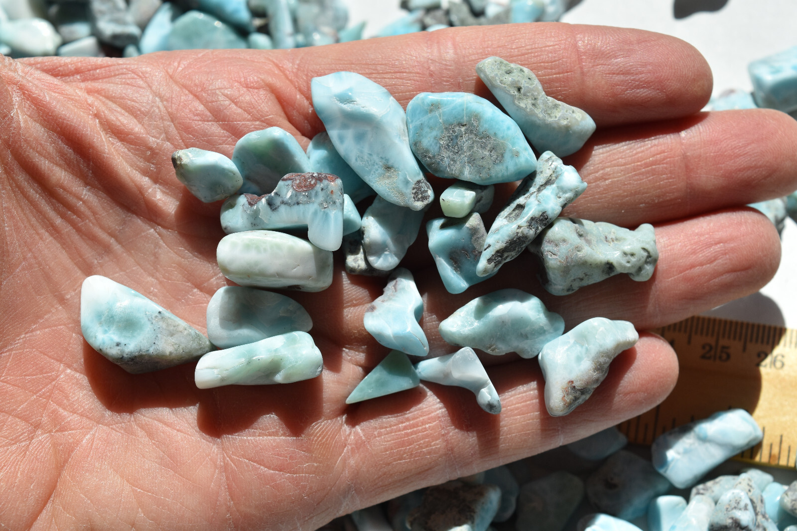 WHOLESALE Larimar Tumbled Stones from Dominican Republic 1 kg # 5535