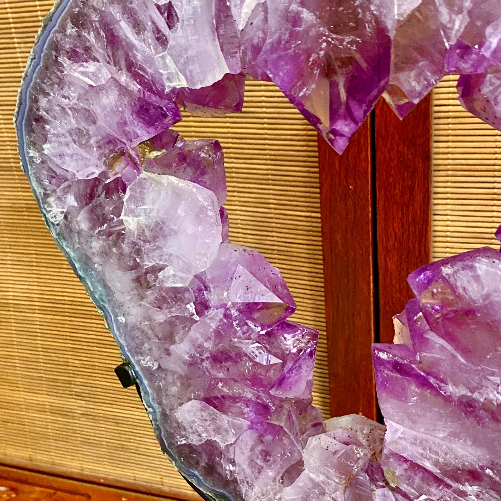 8.4LB Natural Amethyst Cave Crystal Slice Crescent shaped Hand Cut Repai