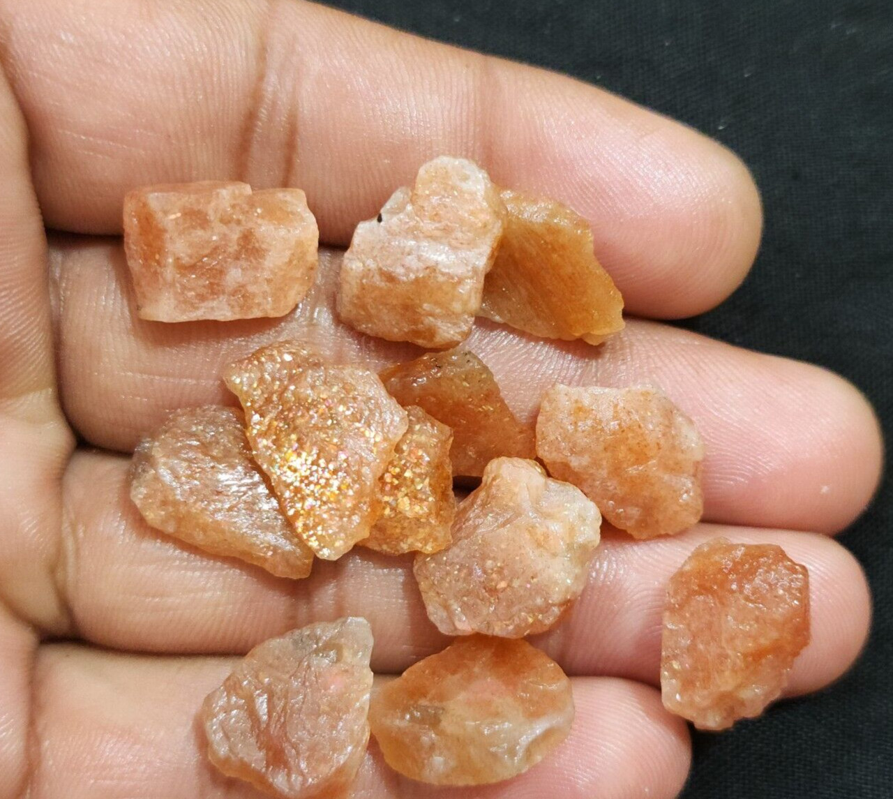 Awesome Rare Sunstone Raw 13 Pcs Lot Size 13-18 MM Sunstone Rough Loose Gemstone