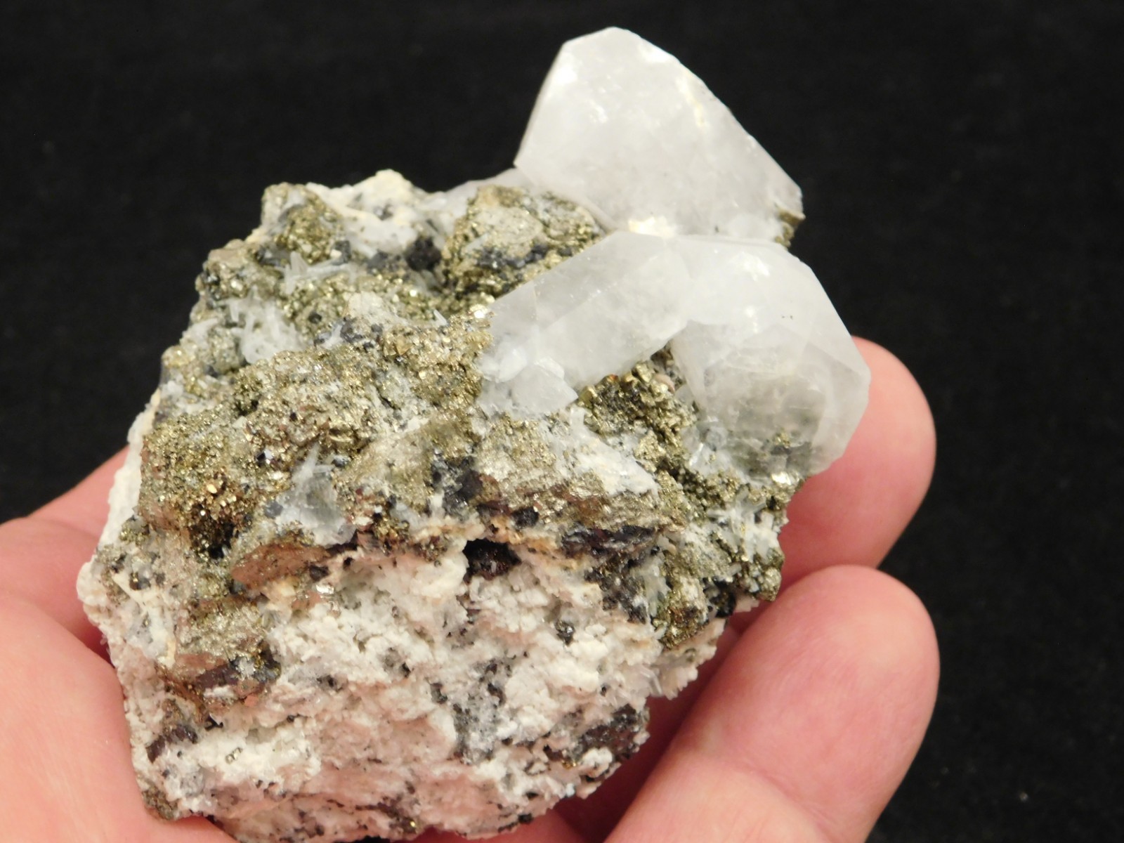 FLUORESCENT Calcite Crystal Cluster with CHALCOPYRITE! Peru 185gr
