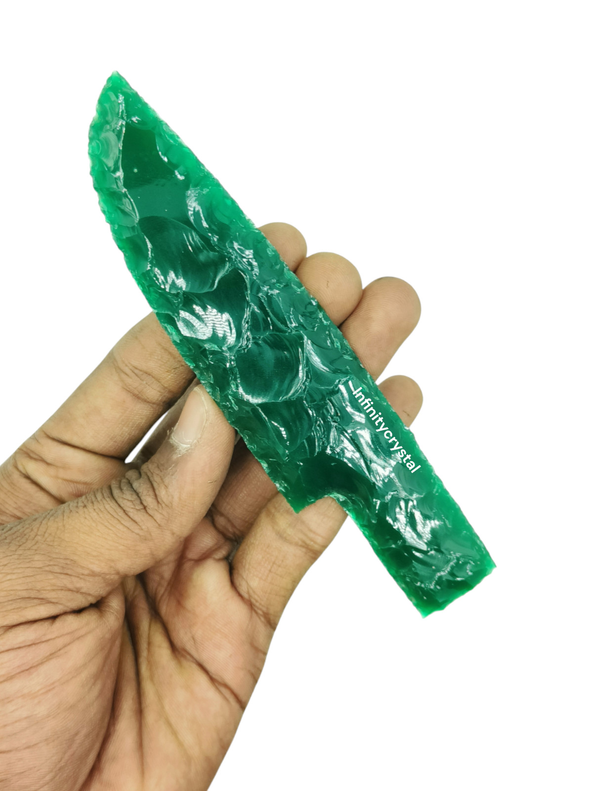 Handcrafted Green Jade Obsidian Knife Chakra Healing Crystal Blade,Glass 5.5-6″
