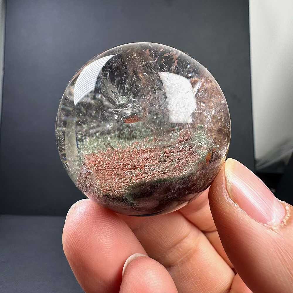 40mm Natural Ghost Quartz Sphere Crystal Ball Mineral Reiki Decor +Stand