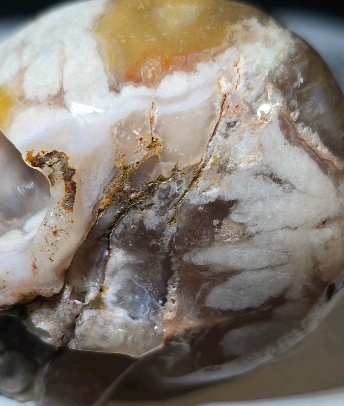 Flower Agate Skull 2.5″ X 2″ 7.8 Oz. 222g.