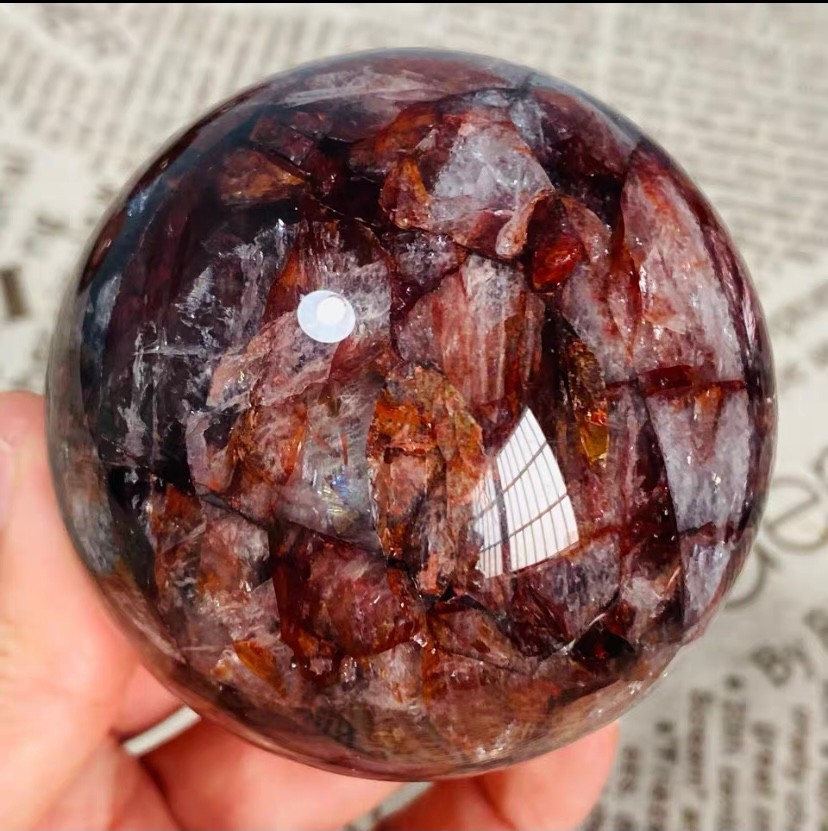 465g Natural Red Gum Flower Ball Crystal Sphere Specimen Energy Healing Reiki