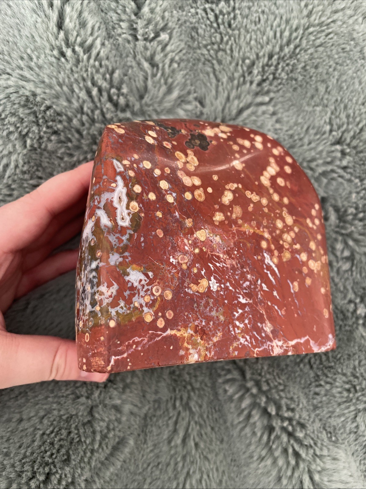 LARGE Red orbicular Jasper / 3056g / Hand Carved And Polished / Cabochon