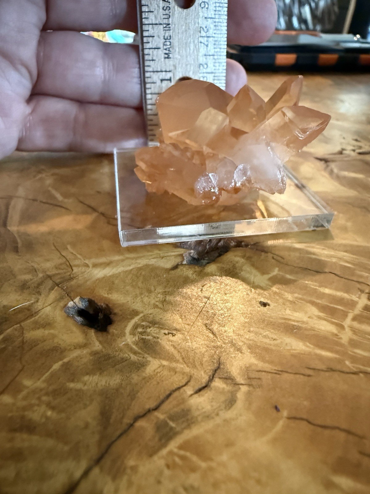 Tangerine Quartz Mineral Crystal Brazil Natural Specimen 34g With Display Stand