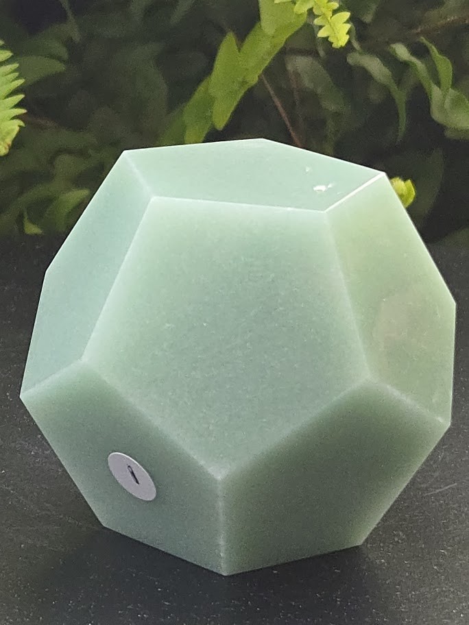 Green Aventurine Carved Geometric Dodecahedron, Large (60 to 70mm) Decorative