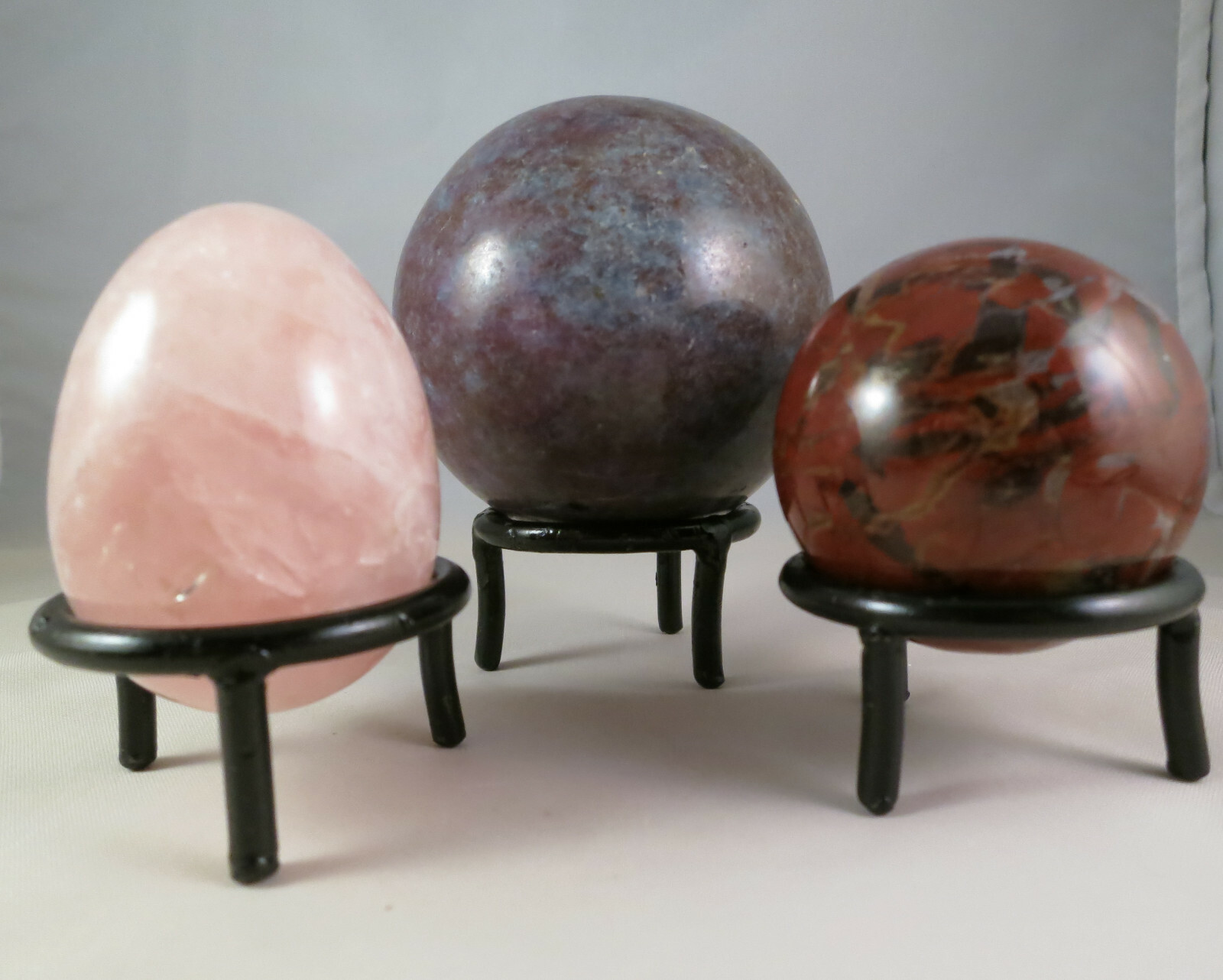 SET OF 5 – BLACK IRON SPHERE OR EGG STANDS