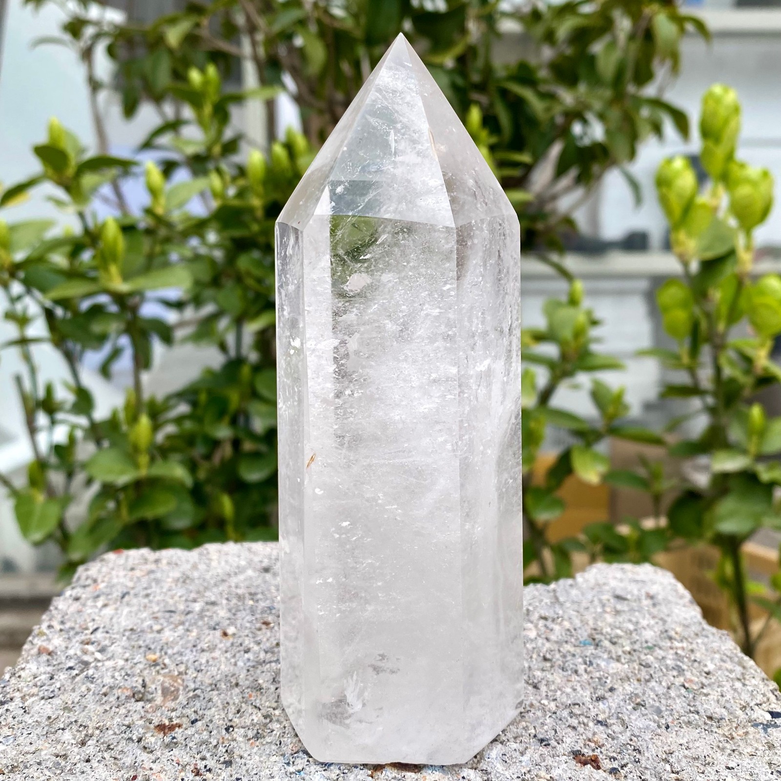 1.01LB Natural Clear White Crystal Obelisk Transparent Quartz Energy Column Reik