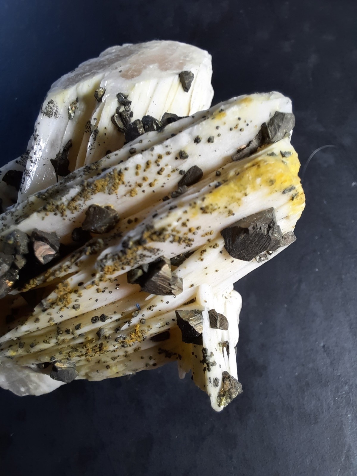 Pyrite Crystals on Barite, Morocco 2 1/2 x 1 5/8th x 1 inch