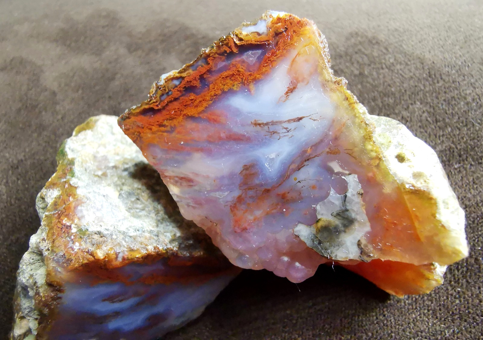 Scenic Red & White Plume Agate Slabs, Not Polished, 100% Natural, 198 Grams