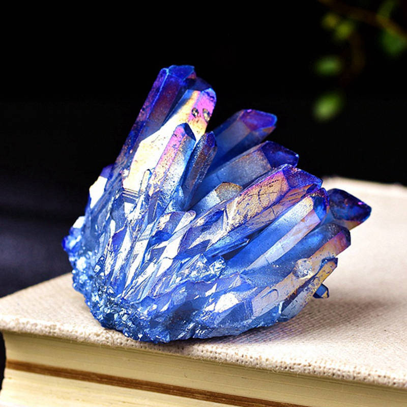 120g Natural Aura Blue Titanium Quartz Crystal Cluster VUG Specimen Rock Healing