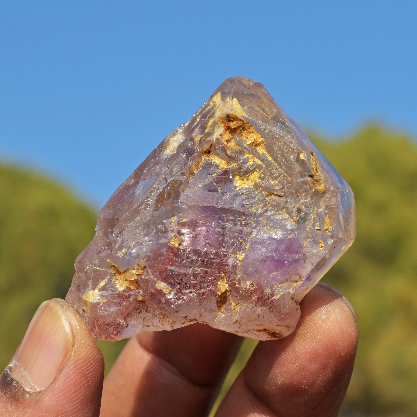 Rare Tibetan Super Seven Nirvana Ice Amethyst Smoky Quartz Fenster Crystal