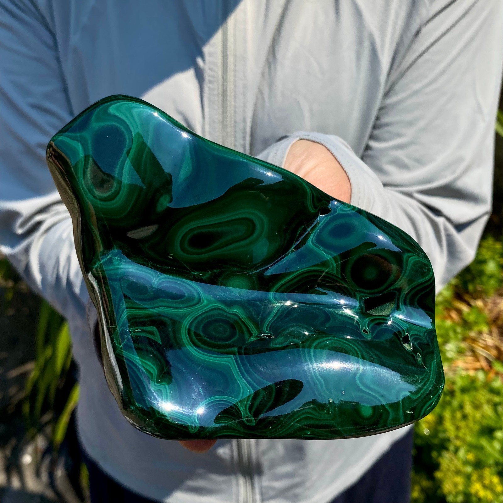 1.43LB Natural glossy Malachite transparent cluster rough mineral sample