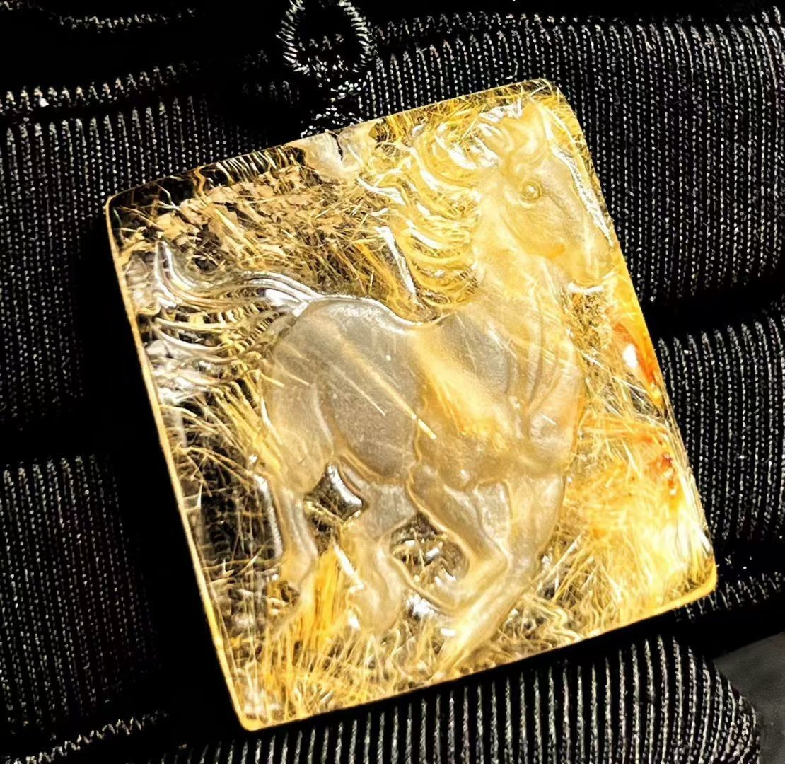 28*25*7mm Natural Gold Rutilated hair Crystal Quartz pendant reiki healing gift