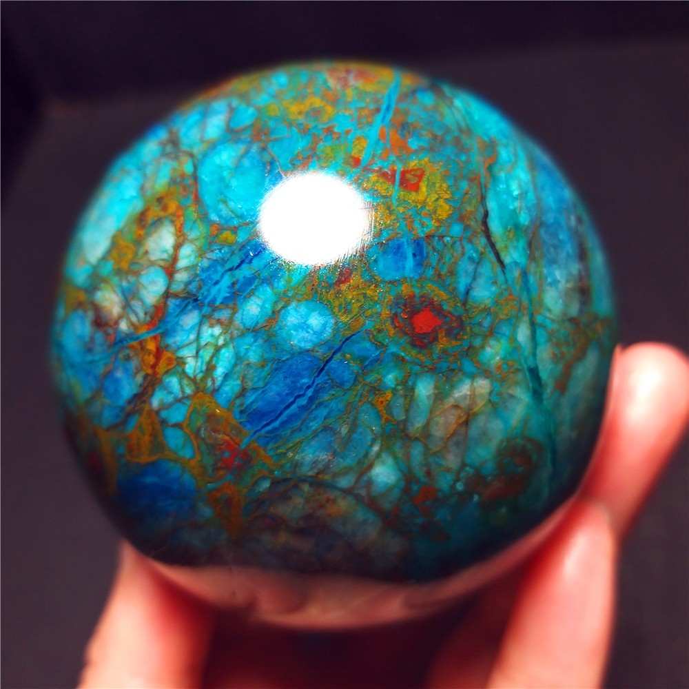 RARE 385.5G Natural Malachite Turquoise Blue Copper Ore Symbiotic Ball QQ200