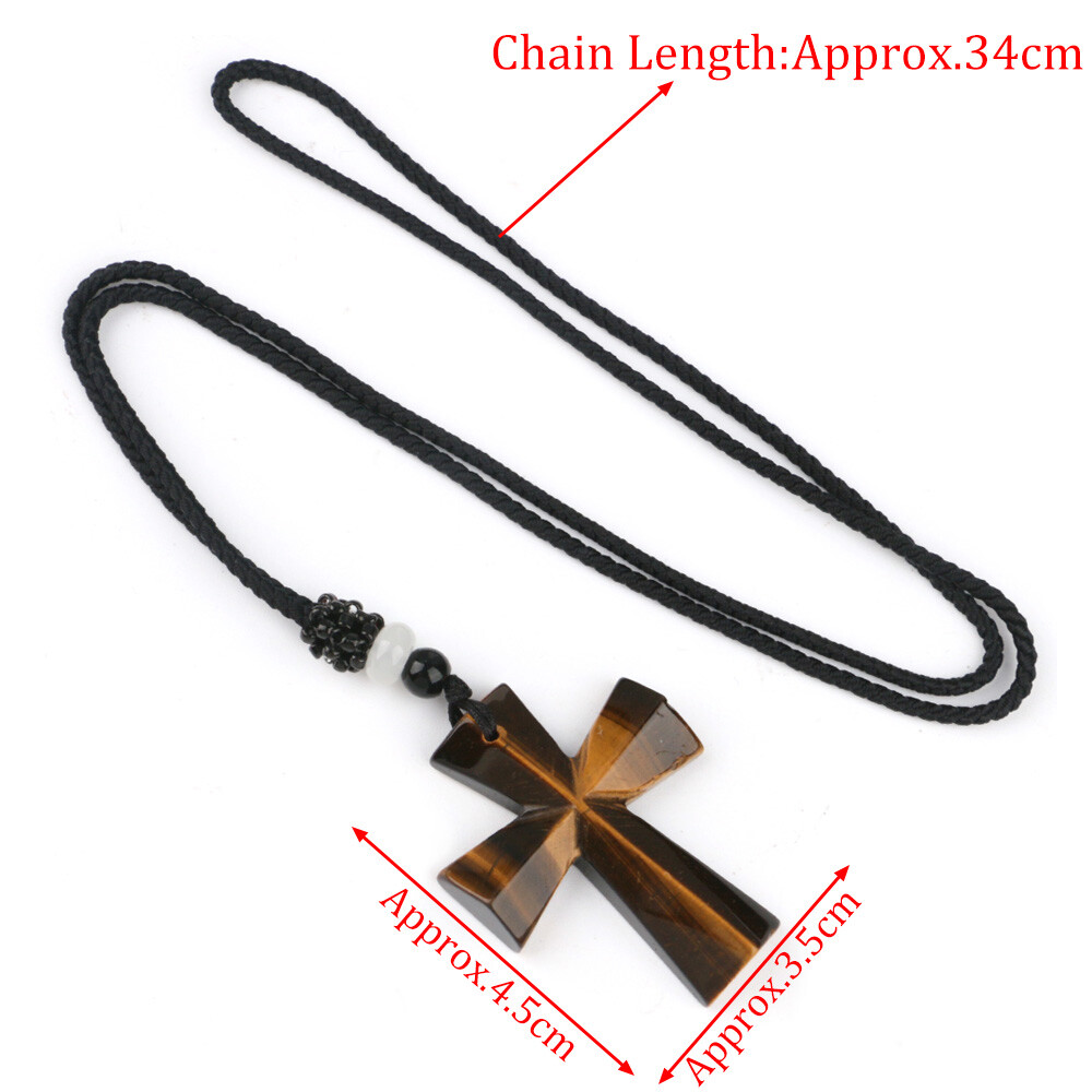 Natural Chakra Cross Quartz Crystal Stone Healing Gemstone Pendant Necklace Gift