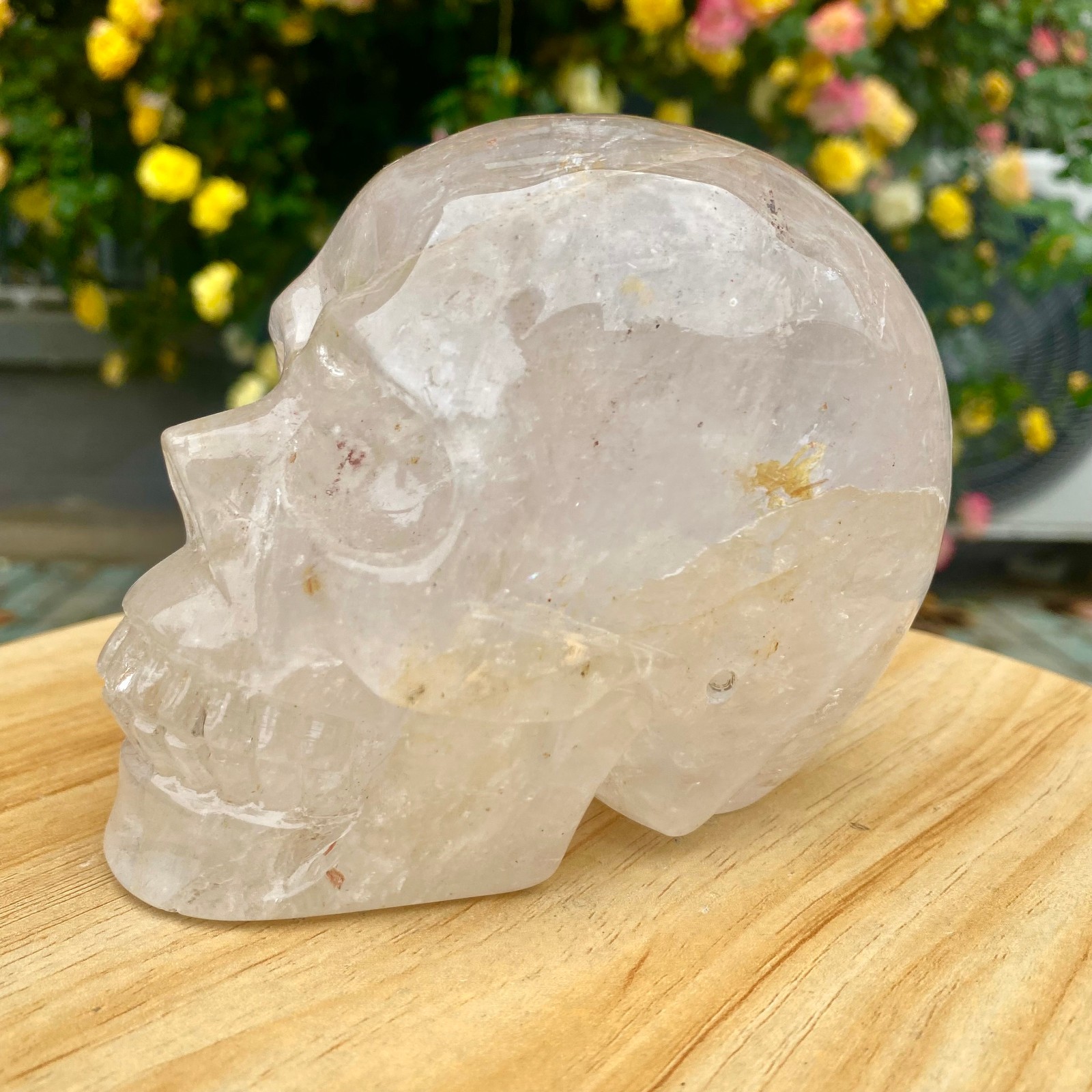 3.08LB TOP! White melting quartz hand carved crystal skull gem reiki healing