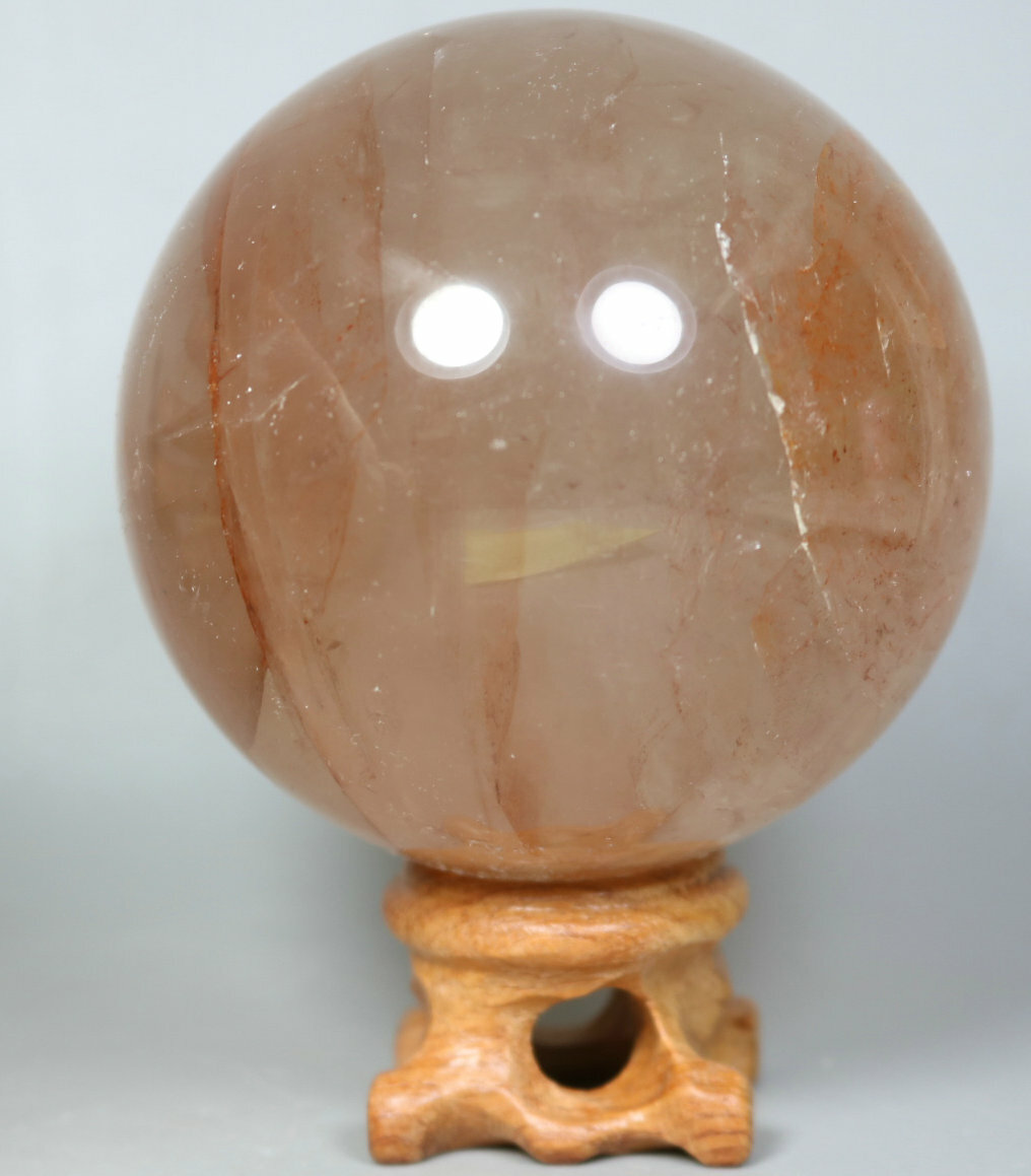 Natural RED FIRE QUARTZ Hematoid Crystal PHANTOM MULTI INCLUSIONS Sphere +Stand