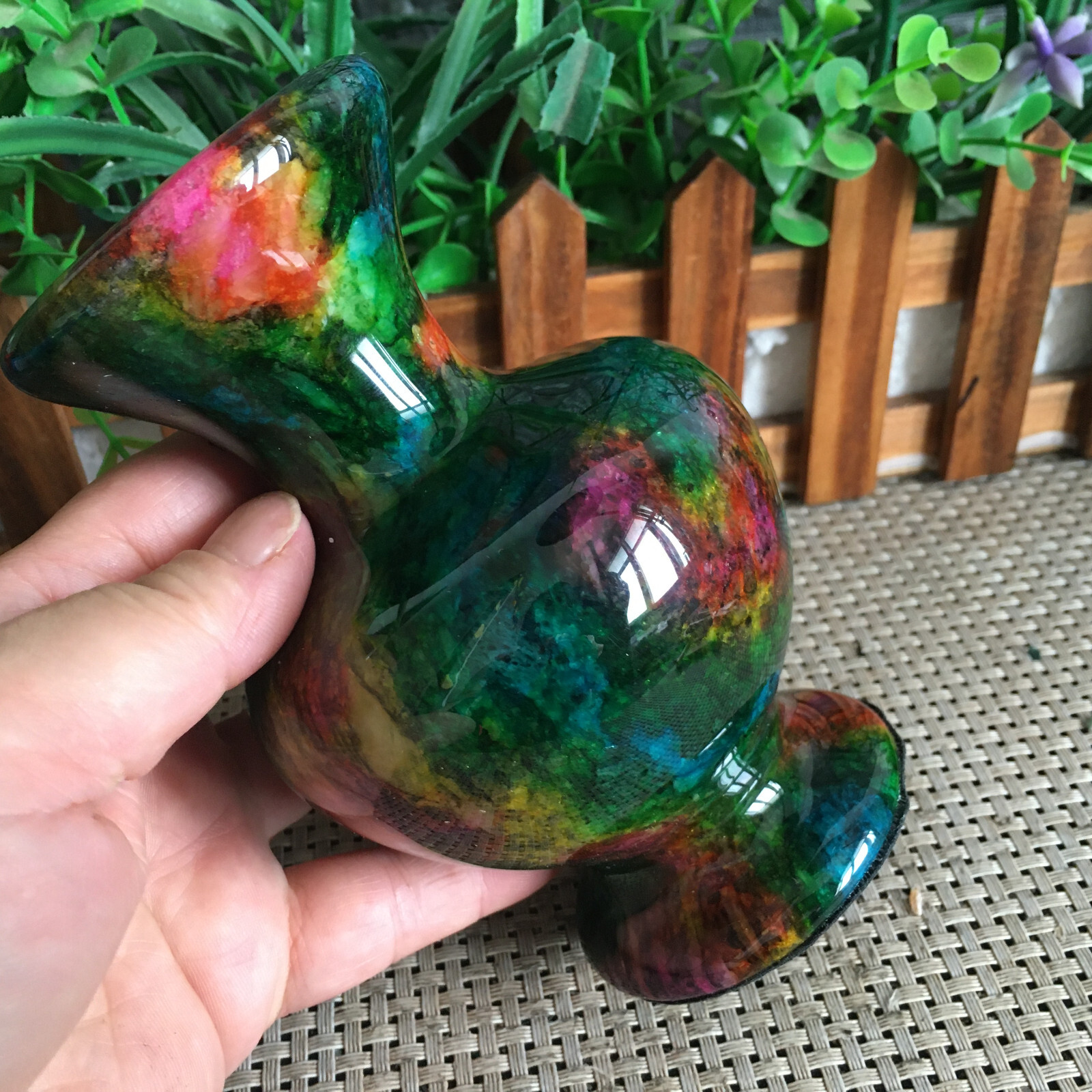 945g Natural “Seven Colors Jade” vase specimen -Taiwan China mh633