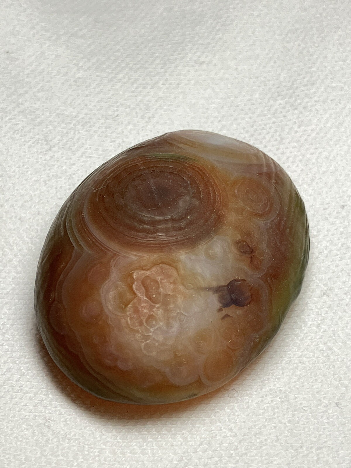 RARE Gobi Eye Agate Bonsai Suiseki Green Orange Flat Palm Stone 21g Raw Natural