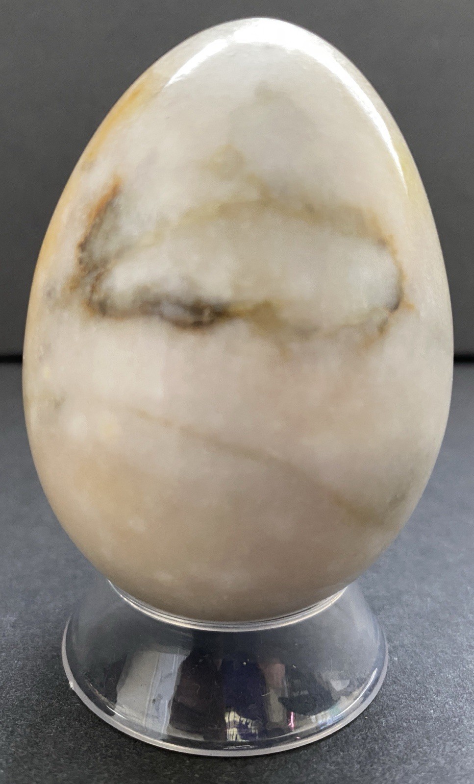 Natural Onyx Stone Egg With Stand Hand Polished Banded Agate Calcite Crystal