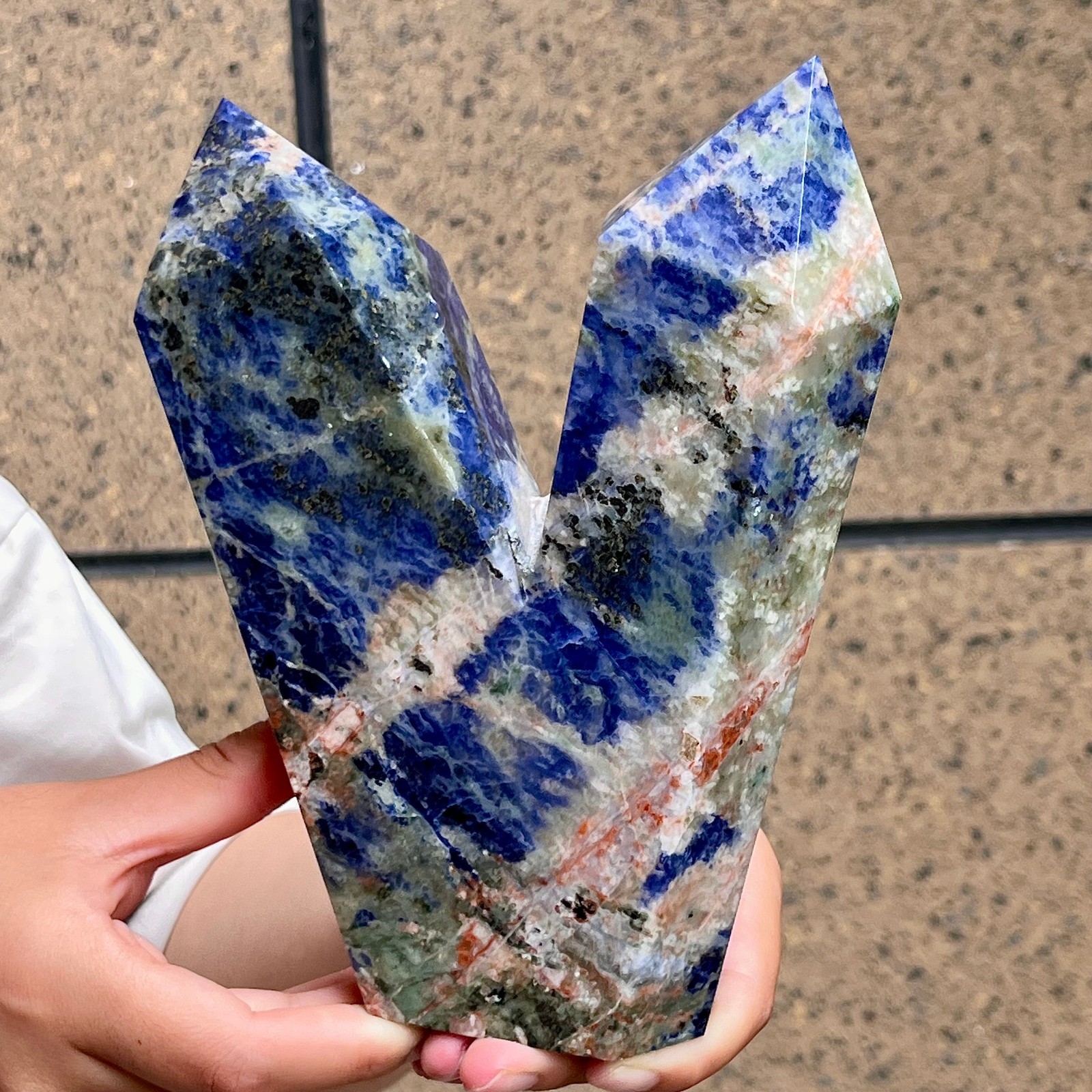 Blue Sodalite Double Terminated Point Crystal Specimen Mineral Display 3.5 lb