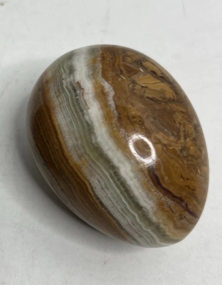 Polished Green Onyx Egg Gemstone Mineral 2.5″ Natural Brown Green White
