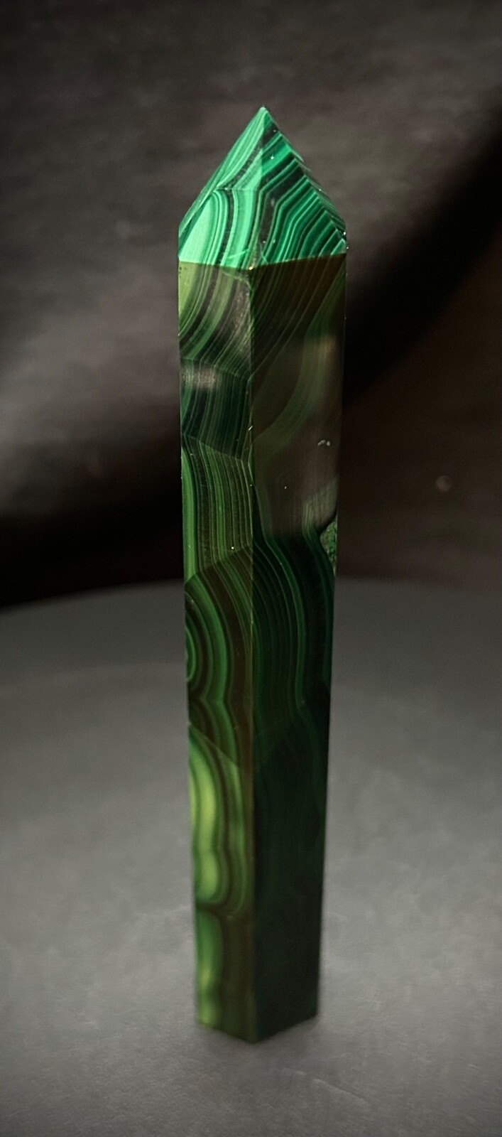 Gorgeous Malachite Tower 5.75″ tall 8oz
