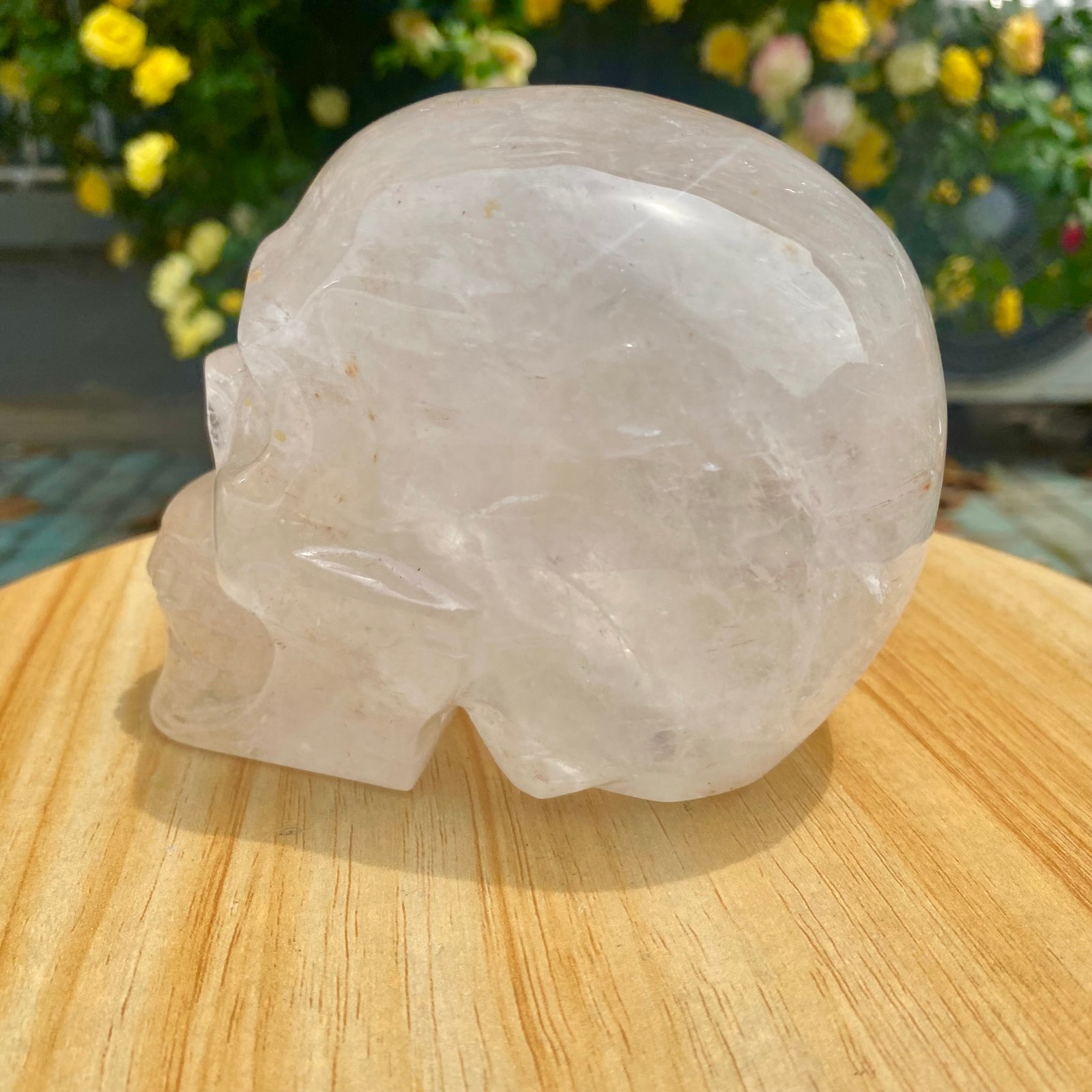 3.3LB TOP! White melting quartz hand carved crystal skull gem reiki healing