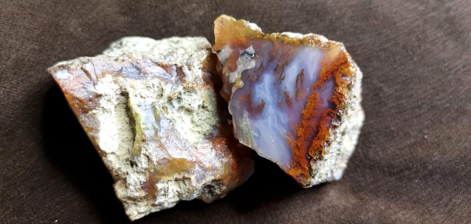 Scenic Red & White Plume Agate Slabs, Not Polished, 100% Natural, 198 Grams
