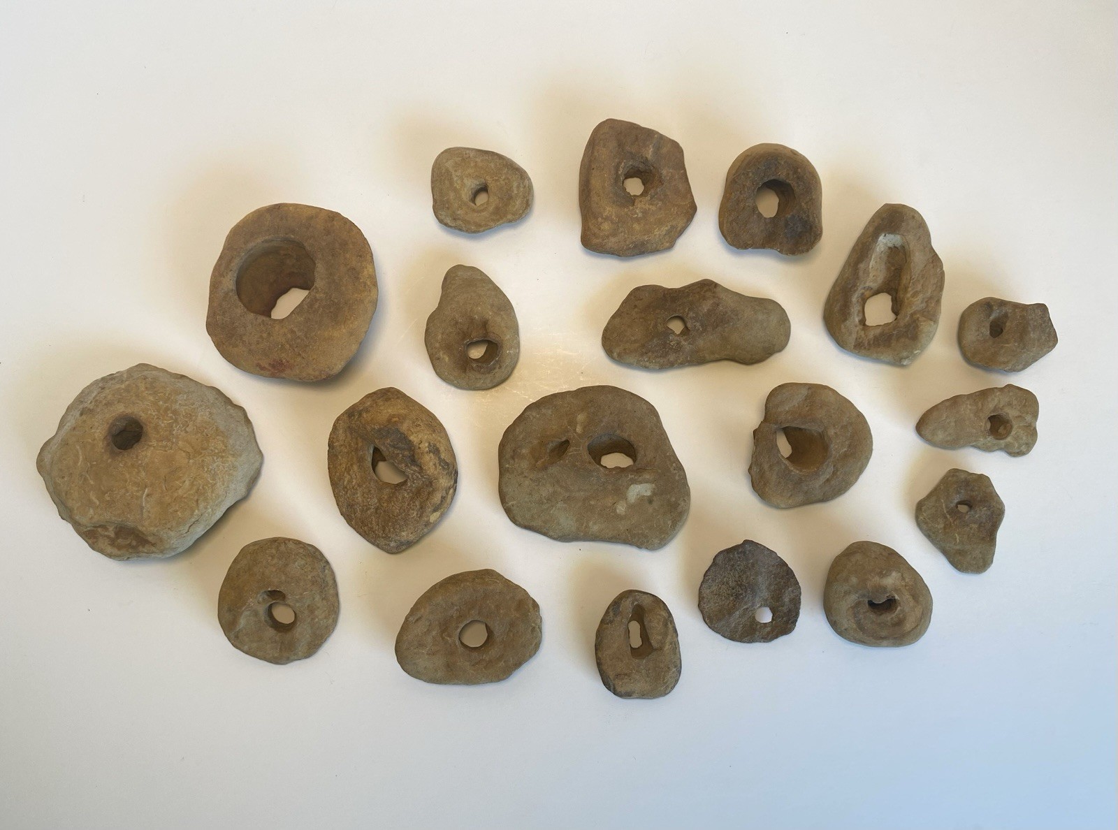 Holey River Rocks Hag Adder Fairy Stones Natural Smooth Stone Lot Of 19