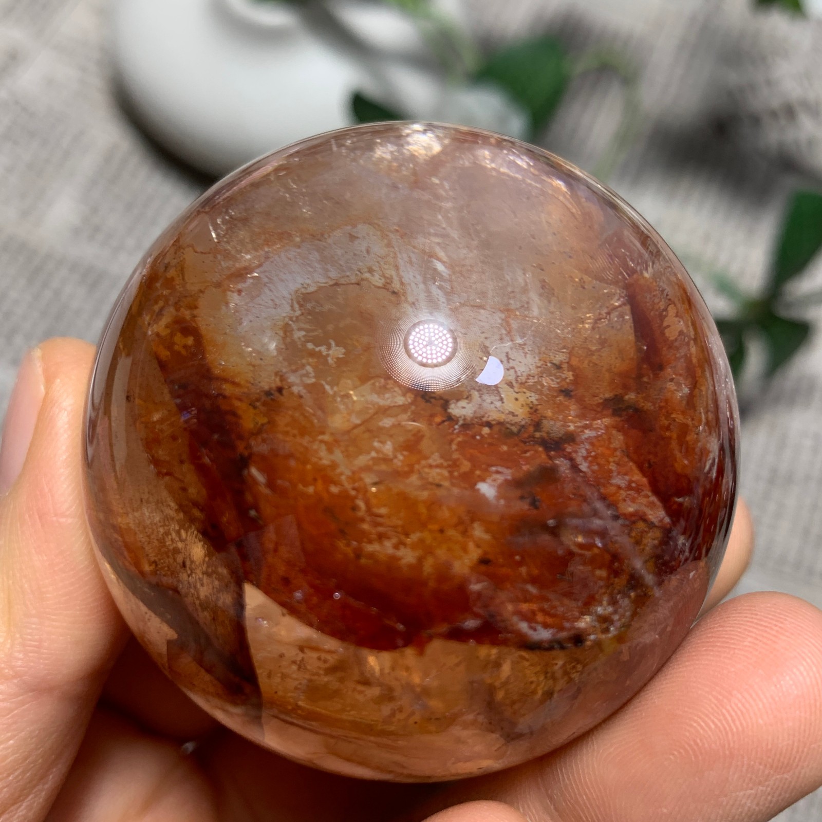 216G Natural Red Gum Flower Ball Crystal Sphere Specimen Energy Healing Reiki